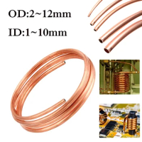 1M Soft Coil Copper Tube T2 Red Copper Tubing Airs Conditioning Refrigeration Capillary Wire Pipes OD 2/3/4/6/8/10/12m