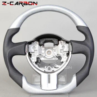 Steering Wheel White Silver Carbon Fiber Perforated Leather For Toyota 86 Subaru-BRZ 2016-2020 Models Sport Wheel