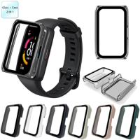 Case For Huawei Band 6 7 8 9 Watch Case For Honor Band 6 7 9 Huawei Band 6 Pro Hard Edge Shell Glass Screen Protector Film Case
