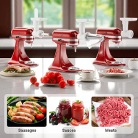 Fruit &amp; Vegetable Strainer Attachment Set for Kitchenaid Stand Mixer, Includes Food Grinder Attachment with Sausage Stuffer Tube