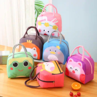 Large Capacity Cartoon Animal Thermal Bag Cute Thickened Portable Insulated Pouch with Aluminum Foil Fridge Thermal Bag Kids