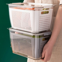 冰箱保鮮收納盒冷凍洗蔬菜家用密封食品級瀝水籃儲存整理盒子神器