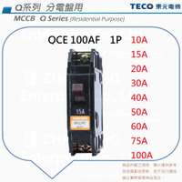 TECO 東元 QCE 100AF 無熔絲斷路器 無熔絲開關 NFB MCCB 1P
