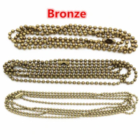 5pcs/lot 3 Size 1.5mm and 2.0mm and 2.4mm Bronze Plated Ball Beads Chain Necklace Bead Connector 65cm(25.5 inch)