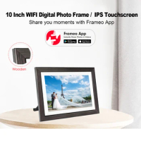 WiFi Digital Photo Frame 10 inch Touch Screen HD Display Wooden Picture Frame Wedding Gifts Brithday Gift Share Photo via Frameo