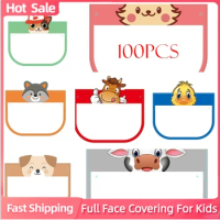 DHL 100pcs Cartoon Dust-proof Anti-fog Face Shield Kids Clear Full Face Covering Splash Guard Safety UV Protection for Children