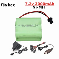 NIMH Battery 7.2V 3000mah Battery with Charger set For Rc Toy Cars Boats Guns Ni-MH AA 2800mah 7.2v Rechargeable Battery
