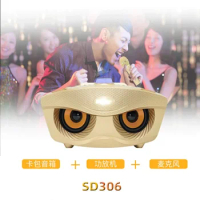 SD306 bluetooth speaker, owl mobile phone, karaoke singing, wireless microphone, heavy bass, dual microphone audio