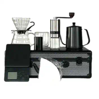 Portable Pour Over Coffee Maker Set for Travel Camping, Kettle Server Dripper Grinder Mug Cup Etc. Hand Brewing Coffee Set