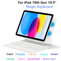 Backlight Magic Keyboard For iPad 10 10th Generation 2022 10.9" Magnetic Case Portuguese Spanish Arabic German Keyboard Cover