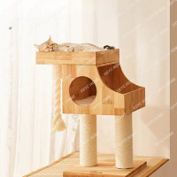 Apartment Solid Wood Cat Climbing Frame Cat Nest Cat Tree Integrated Muppet Maine Large Cat Climber Wooden Bay Window