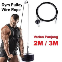 Gym Pulley Cable Steel Wire Rope Kawat Sling Baja Angkat Beban Fitness Tebal 5mm Arm Strength Pull D