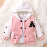 Jaket Varsity Anak Inisial A (Bisa Custom inisial) Unisex Laki-Laki Perempuan Usia 1-18 Tahun Kuning