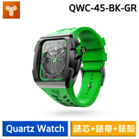 【Y24】Quartz Watch 45mm 手錶 石英錶芯 含錶殼 QWC-45-BK-GR (綠/黑)