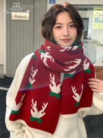 新年紅色百搭韓版針織毛線圍巾女秋冬季可愛圣誕保暖圍脖禮物學生