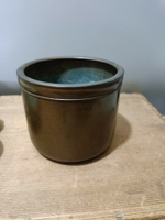 日本回流銅器古董大正昭和早期銅香爐銅器五郎三郎作銅器，保真包