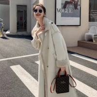 White Fur Integrated Lamb Fur Coat For Women'S 2023 Winter New High-End Sense Standing Collar Thickened Woolen Coat