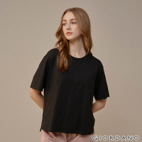 GIORDANO 女裝SORONA涼感口袋T恤 - 67 標誌黑