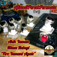 Cincin Batu Akik Yaman (H1T@M Habsyi) Original Alami \Natural\" uji cuba suluh Tembus Cahaya merah a
