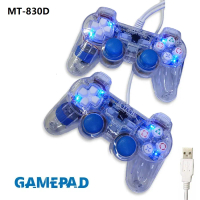 GAMEPAD DOUBLE TRANSPARAN M-TECH GETAR KABEL USB STICK 2 KABEL 1, GAMEPAD TRANSPARAN DOUBLE GETAR BL