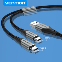 Vention USB Type C Cable for Huawei P40 Pro Mate 30 Pro Dual USB C Fast USB Charging Cord for Xiaomi Samsung S20 Type-C Cable