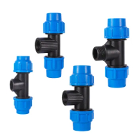 1/2" 3/4" 1" PVC PE Tube Tee Connector Water Splitter DN20 DN25 DN32 Reducing Tee Pipe T-Shaped Joints 1pcs