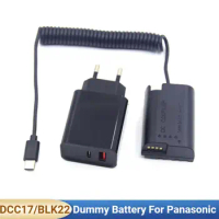 PD QC Charger for Panasonic Lumix GH6 GH6L GH5II DC-S5 S5K Camera BLK22 Dummy Battery USB C to DCC17 DC Coupler
