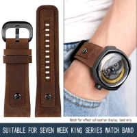 For Seven On Friday Q2/03/M2/M021 T2 Genuine Leather Watchband Vintage Style Diesel Large Size Metal Riveted Watch Men Strap 28m