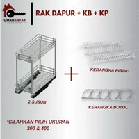 Rak Piring Dapur 2 Susun Chrome 300 , 400mm Huben 400 RD + KB + KP