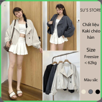 CC Áo Khoác Kaki Hàn Cổ Bẻ Dáng Bí Túi Hai Bên Có Lót A3144 Susstore Thời Trang Nữ