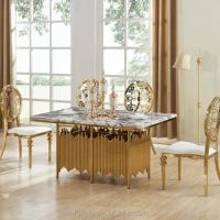 Dining Tables European Modern Marble Table Dining 4 6 Person Gold Rectangular Titanium Dining Table Set