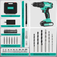 COMOWARE 20V Cordless Drill Electric Power Drill Set with 1 Battery &amp; Charger 3/8” Keyless Chuck 2 Variable Speed 266 In-lb
