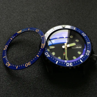 Blue Green Black Flat Ceramic Bezel Insert 38*31.5mm Luminous Pip At 12 For Seiko SKX007 009 Sapphire Crystal Watch Case Parts