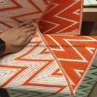 Tikar Anyam Plastik Portable Tiker Lantai Lipat Serbaguna Uk 120x180 WMO IK1704 ZIGZAG Oren