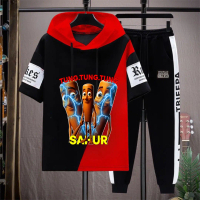 Setelan Anak Anomali Tung Tung Sahur Petir Hoodie Lengan Pendek Celana Panjang ANAK Laki-Laki Mukzho