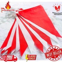 (10PIS) Bendera Merah Putih Model Renteng 45 METERAN  bahan kain talinya juga terbuat dari kain