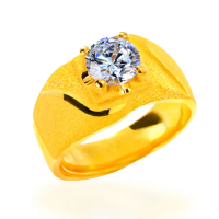 【福西珠寶】買一送一黃金戒指 獨佔欲白寶石優雅男戒(金重3.55錢+-0.03錢)