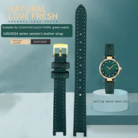 Genuine leather strap suitable for COACH/Koch PARK small green watch 14503534 series women's concave leather watch strap 12mm