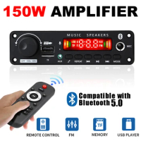 150W 80W Amplifier DIY MP3 Decoder Board 6.5mm Microphone 12V Car MP3 Player Bluetooth 5.0 FM Radio TF AUX USB Handsfree Record
