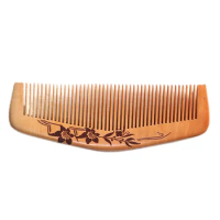 Healthy Peach Wood Comb Fine Teeth Anti-static Beard Comb Hair Care Massage Wooden Hair Brush Comb (17-3 with Package)