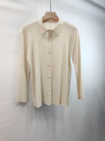 7807 One Size (45-75kg) Sanzhai Peplum Top Cardigan Long-Sleeved Shirt WomenS Single-Breasted Polo C