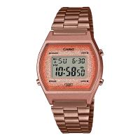 【CASIO 卡西歐】電子錶 不鏽鋼錶帶 50米防水 玫瑰金色 碼表 LED照明(B640WCG-5)