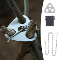 1pc Camping Hanging Tripod W/ Bag Pot Rack Hanger BBQ Steel Rack Multifunction Tripod Fire For Picnic Bonfire Party Outdoor Tool