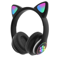 geneation 3 Bluetooth Headphones glowing cute LED Cat Ear Paw Headset Wireless earbuds vs f9 b10 for smart phone universal