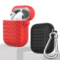 Silicone Protective Case Holder Shell Cover Pouch with Carabiner Keychain for Apple AirPods Air Pods Wireless Earphone