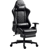 Gaming Chair Office Chair with Footrest Massage Racing Computer Ergonomic Leather Reclining Desk Chair Adjustable