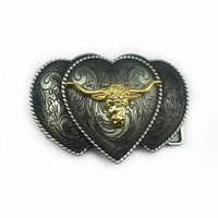 WesBuck Brand Gold Bull Heart Metal Vintage Belt Buckle Handmade Homemade Accessories Waistband DIY Western Cowboy Rock Style