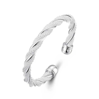 925 Sterling Silver Bangle,Wedding Jewelry Accessories,Twisted Wire Mesh Silver Men Bracelets Bangles for Women Men Homme Qauzke