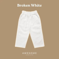 AWESOMEKIDS 2-15 th Groovy Pants Celana Chino Basic Panjang Anak Denim Laki Perempuan Putih Cream L 