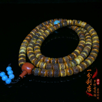 藏傳西藏老牛骨桶珠項鏈老料高油潤精雕108佛珠念珠手串手鏈頸飾